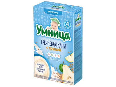 Каша Умница, молочная Гречневая с грушей 200 г 1-00119931_1