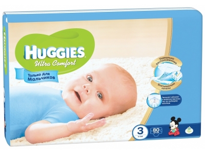 Подгузники для мальчиков Huggies Ultra Comfort 3, 5-9 кг, 80 шт. 1-00007170_1