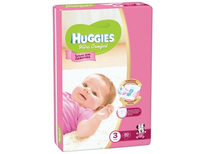 Подгузники для девочек Huggies Ultra Comfort 3, 5-9 кг, 80 шт. 1-00007171_1