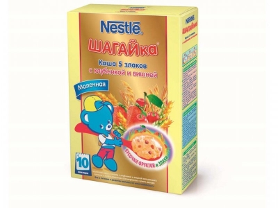Каша Nestle, Шагайка молочная 5 злаков с клубникой и вишней 200 г 1-00003199_1