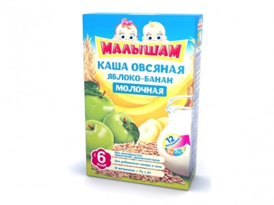 Каша Малышам, молочная овсяная с яблоком и бананом, 180 г 1-00089467_1