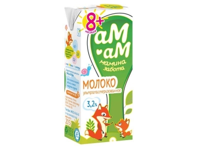 Молоко Ам-Ам мамина забота ультрапастеризованное 3,2%, 205 г 1-00147769_1