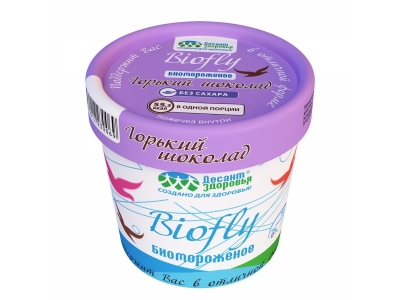 Биомороженое Десант здоровья, Biofly Горький шоколад без сахара, на фруктозе 3%, 45 г бум.стаканчик 1-00160426_1