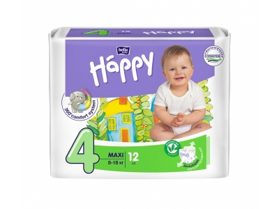 Подгузники Bella Baby Happy Мaxi, 8-18 кг 12 шт. 1-00051811