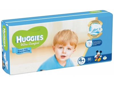 Подгузники Huggies Ultra Comfort для мальчиков 4+, 10-16 кг, 60 шт. 1-00072940_1