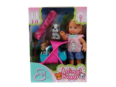 Кукла Simba, Еви с двумя собачками и коляской, 12 см 1-00074002_1