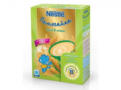 Каша Nestle, Помогайка безмолочная 8 злаков, бифидус с пробиотиками 200 г 1-00000500_1