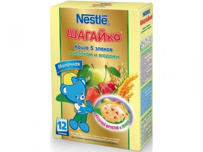 Каша Nestle, Шагайка молочная 5 злаков с яблоками и ягодами 200 г 1-00003201_1