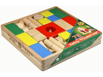 Игрушка из дерева Престиж, Конструктор цветной в дерев. коробке 75 эл. 1-00144167_1