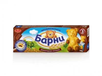 Пирожное Медвежонок Барни, бисквитное с шок.нач. 5 шт. 150 г 1-00073843_1
