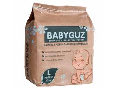 Подгузники BabyGuz, L, 10-18 кг, 20 шт. 1-00152175_1