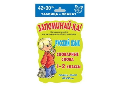 Таблица-плакат Русский язык. Словарные слова 1-2 класс / ИД Литера 1-00108962_1