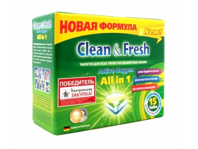Таблетки для посудомоечной машины Clean&Fresh 5 in 1 (mini), 15 шт. 1-00144209_1