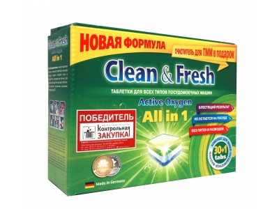 Таблетки для посудомоечной машины Clean&Fresh 5 in 1 (midi), 30 шт. 1-00144210_1
