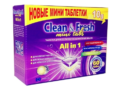 Таблетки для посудомоечной машины Clean&Fresh All in 1 mini tabs, 60 шт. 1-00157942_1