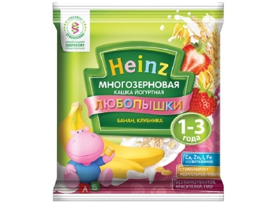 Каша Heinz, Фруктово-йогуртная банан, клубника 30 г сашет 1-00165200_1