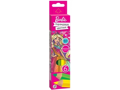 Карандаши Mattel Barbie цветные, пластиковый корпус 6 цветов 1-00166006_1