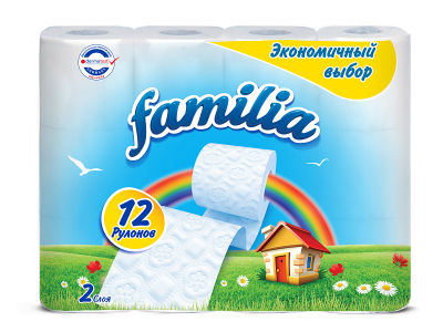 Бумага туалетная Familia, Радуга Экономичный выбор 2 сл., 12 рулонов 1-00166814_1