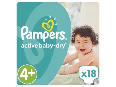 Подгузники Pampers Active Baby Dry Maxi Plus, 9-16 кг, 18 шт. 1-00000209_1
