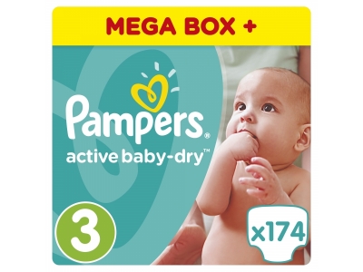 Подгузники Pampers Active Baby Dry Midi, 4-9/5-9 кг, 174 шт. 1-00087298_1