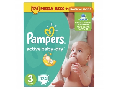 Подгузники Pampers Active Baby Dry Midi, 4-9/5-9 кг, 174 шт. 1-00087298_2