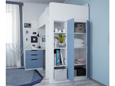 Кровать-чердак Polini, Simple с письменным столом и шкафом 1-00175488_2