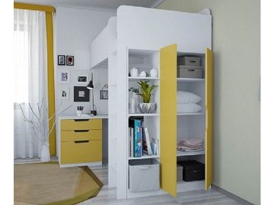Кровать-чердак Polini, Simple с письменным столом и шкафом 1-00175489_1