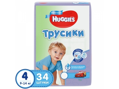 Подгузники-трусики для мальчиков Huggies 4, 9-14 кг, 34 шт. 1-00009172_1
