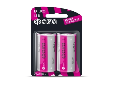 Батарейки ФаZa, Super Alkaline BL-2 LR20, 2 шт. 1-00174710_1