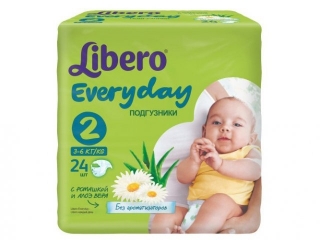 Подгузники Libero Everyday с ромашкой Mini, 3-6 кг, 24 шт. 1-00019804_1