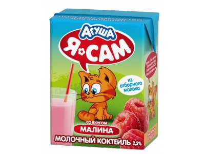 Коктейль Агуша молочный Я Сам! малина 2,5%, 200 мл 1-00144013_1