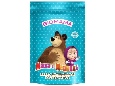 Какао-напиток Biomama, Маша и медведь, растворимый гранулированный дой-пак 150 г 1-00180299_1