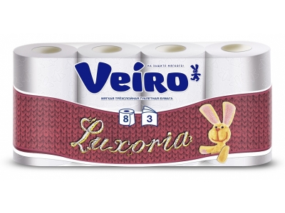 Туалетная бумага Linia Veiro Luxoria, 3-х слойная, 8 рулонов 1-00180236_1
