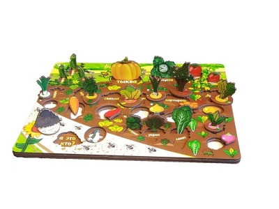 Игрушка из дерева Нескучные игры, Доска Овощи на грядке (3D Огород), 34 дет. 1-00185131_1