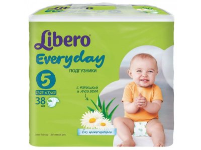 Подгузники Libero Everyday с ромашкой Extra Large, 11-25 кг, 38 шт. 1-00019816_1