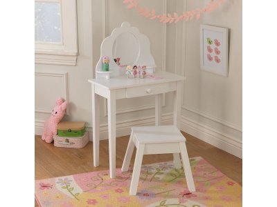 Столик туалетный KidKraft, для девочки White Medium Vanity & Stool, дерево 1-00194416_2