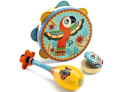 Набор Djeco музыкальные инструменты (маракас, кастаньет, бубен) 100195489