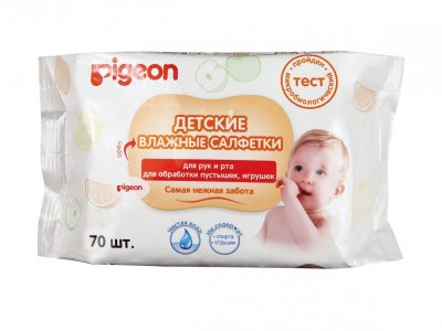 Салфетки влажные Pigeon, детские, для рук и рта, 70 шт. 1-00143478_1