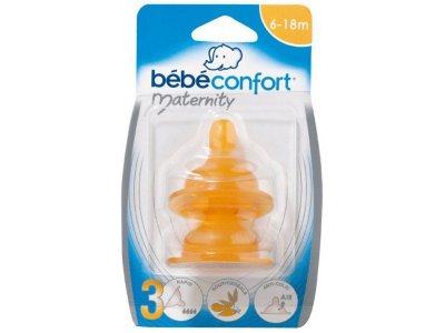 Соска Bebe Confort латексная д/бутылочек с широким горлышком (сильный поток), 2 шт. 1-00126046_1