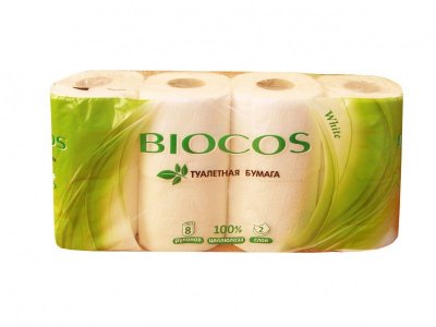 Бумага туалетная BioCos, 2-х слойная 8 рулонов 1-00131801_1
