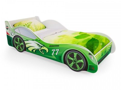 Кровать-машина ФДМ Пятая Точка, Зеленая с ящиками 1-00141100_1