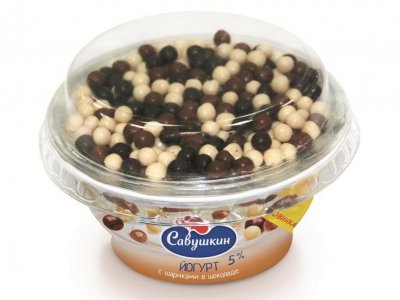Йогурт Савушкин продукт, со вкусом Пломбир и хрустящие шарики 5%, 105 г 1-00142049_1