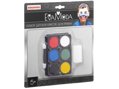 Набор Bondibon Eva Moda, Детские краски для грима 6 цветов, 9 г, аппликатор, спонж 1-00199282_1