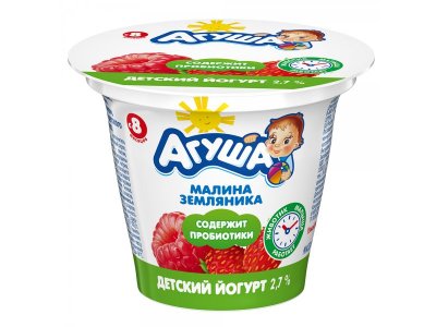 Йогурт Агуша вязкий земляника-малина 2,7% 90 г 1-00199350_1