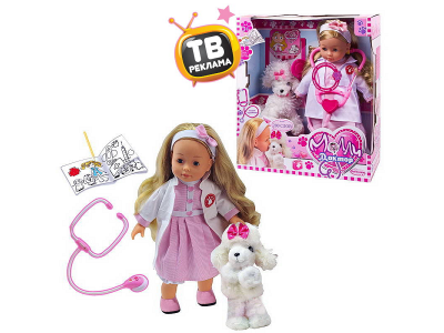 Кукла Bambolina Molly Доктор интерактивная, со стетоскопом и собачкой, 40 см 1-00203686_1