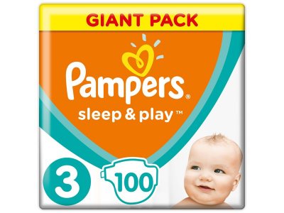 Подгузники Pampers Sleep & Play 6-10 кг, 3 размер, 100 шт. 1-00204231_1