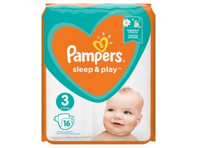 Подгузники Pampers Sleep & Play 6-10 кг, 3 размер, 16 шт. 1-00204234_2