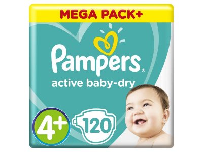 УЦЕНКА! Подгузники Pampers Active Baby-Dry 10–15 кг, размер 4+, 120 шт. 1-00204445_1