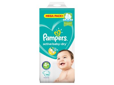 УЦЕНКА! Подгузники Pampers Active Baby-Dry 10–15 кг, размер 4+, 120 шт. 1-00204445_2