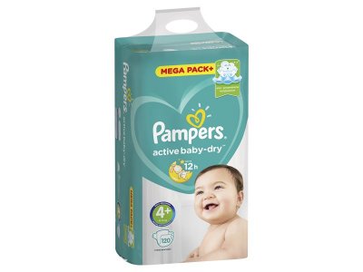 УЦЕНКА! Подгузники Pampers Active Baby-Dry 10–15 кг, размер 4+, 120 шт. 1-00204445_3
